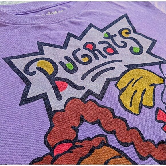 NICKELODEAN Rugrats Purple Fan Graphic T Juniors Size L/11-13 - Picture 2 of 3